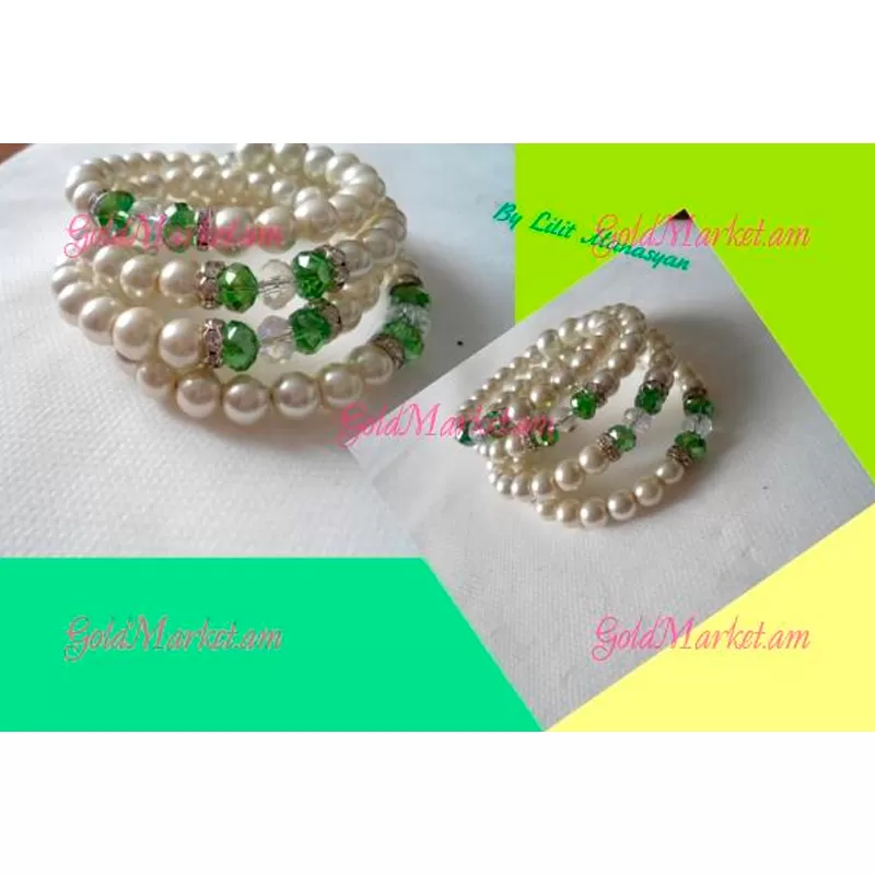 Սպիտակ-կանաչ քարերով թևնոց